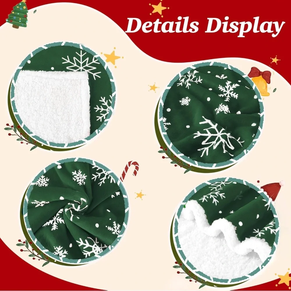 Festive Green Snowflake Throw Blanket